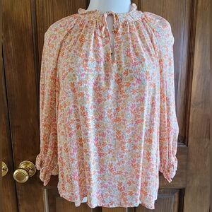 Floral Women's Top in Orange and Pink